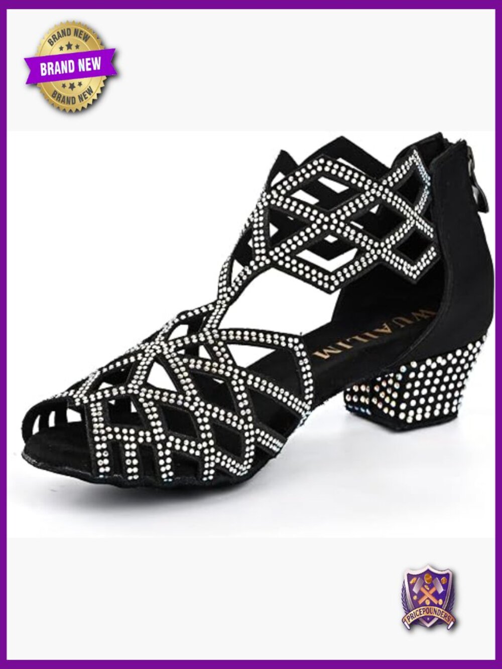 Rhinestone Ballroom Latin Dance Shoes - Peep Toe Pump with Heel